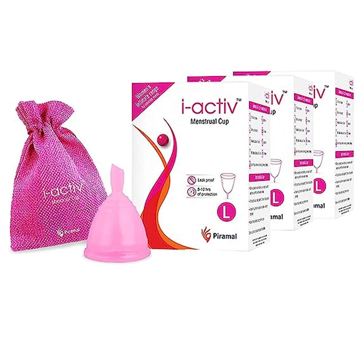 I-Activ Menstrual Cup With Jute Bag | Ultra Soft & Flexible Period Cup | Large. Pack Of 3