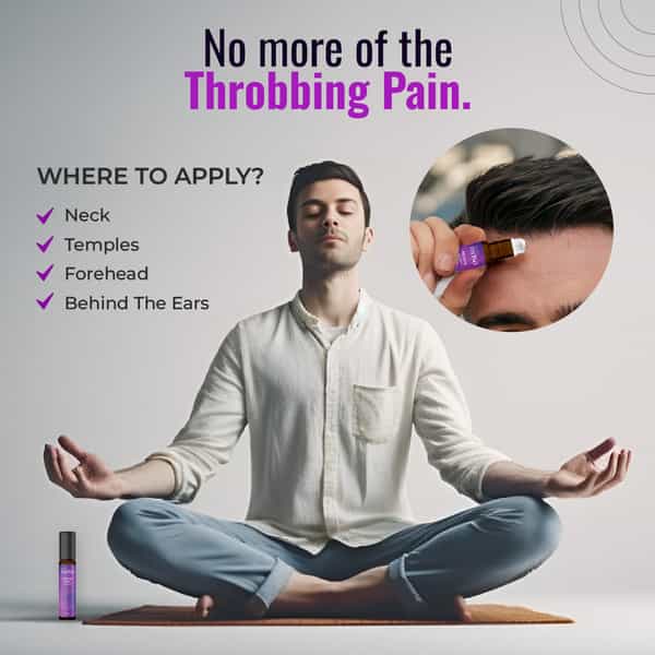 Maya Aromatherapy Migraine Relief Premium Roll On 100% Pure Essential Oils Reduces Migrain Pack Of 3
