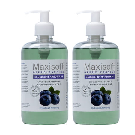 Maxisoft Deep Cleansing Blueberry | Hydrating & Refreshing | Handwash | Bottle | 500 Ml | Pack Of 4