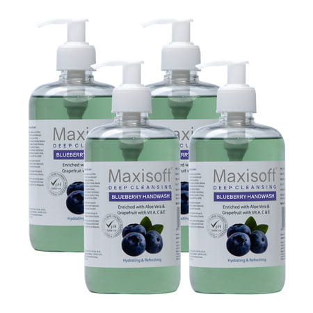 Maxisoft Deep Cleansing Blueberry | Hydrating & Refreshing | Handwash | Bottle | 500 Ml | Pack Of 4