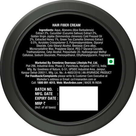 Man Arden Hair Fiber Cream Professional Styling For Hair Volume For Thin Hair -Control 50gm