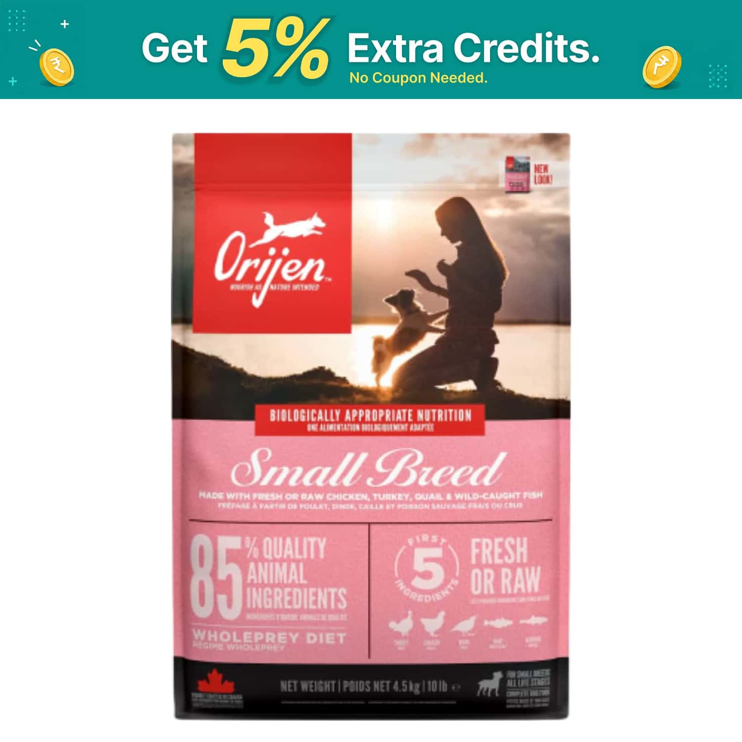 Orijen Small Breed Dry Dog Food | Grain Free Dry Dog Food For Small Breeds | 4.5 Kg