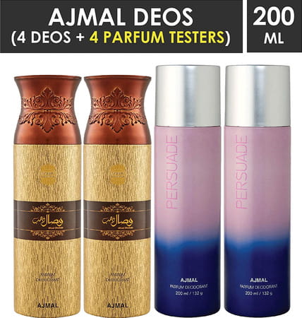 Ajmal 2 Wisal Dhahab For Men And 2 Persuade For Men & Women Deodorants Each 200ml Combo Pack Of 4