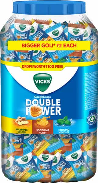 Vicks Cough Drops Double Power Lozenges 175+50 Free For Quick Throat And Cough Relief 225 No's