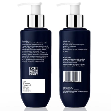 Dermistry Curly Hair Shampoo With Hyaluronic Acid Keratin For Frizz Control Curl Defining - 200ml