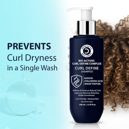 Dermistry Curly Hair Shampoo With Hyaluronic Acid Keratin For Frizz Control Curl Defining - 200ml