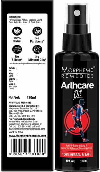 Morpheme Remedies Arthcare Pain Relief Oil For Body | Back | Legs | Knee | 120 Ml