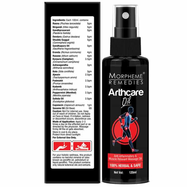 Morpheme Remedies Arthcare Pain Relief Oil For Body | Back | Legs | Knee | 120 Ml
