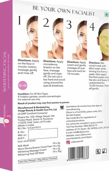 O3+ Whitening Facial Kit With Peel Off Mask 45G