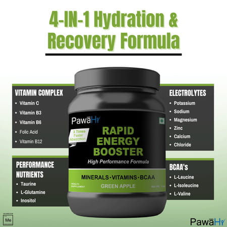 Pawahy Isotonic Energy Drink Endurance Workout Electrolyte Drink With 2:1:1 Bcaa- 1kg (Green Apple)