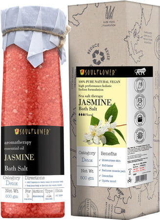 Soulflower Jasmine Aroma Bath Salt - 500 Gm