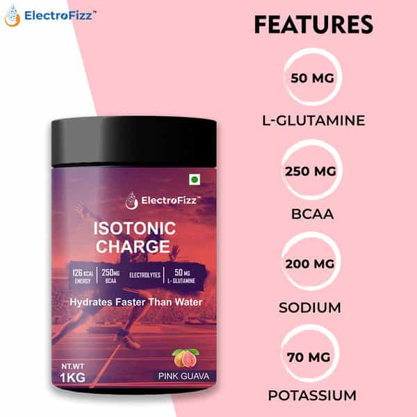 Electrofizz Isotonic Energy Powder For Endurance Sports & Fitness Activities 1 Kg Jar - Pink Guava