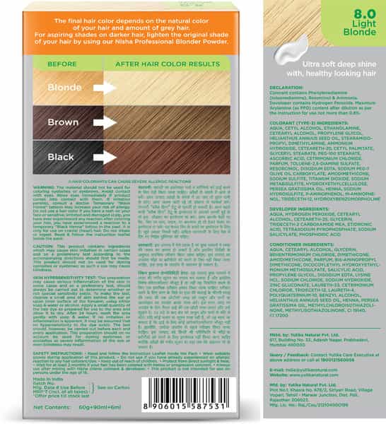 Nisha Creme Hair Color 8.0 Light Blonde 150G Pack Of 3 | Permanent Hair Colour | 100% Grey Coverage
