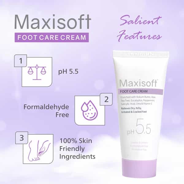 Maxisoft Foot Care Cream | Relieves Dry | Itchy Irritated & Cracked Foot | Tube | 60 Gm | Pack Of 2
