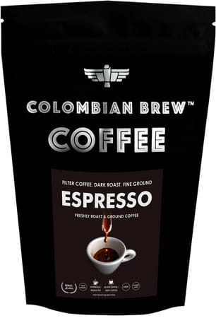Colombian Brew Arabica Espresso Filter Coffee Roast & Ground Strong 250g