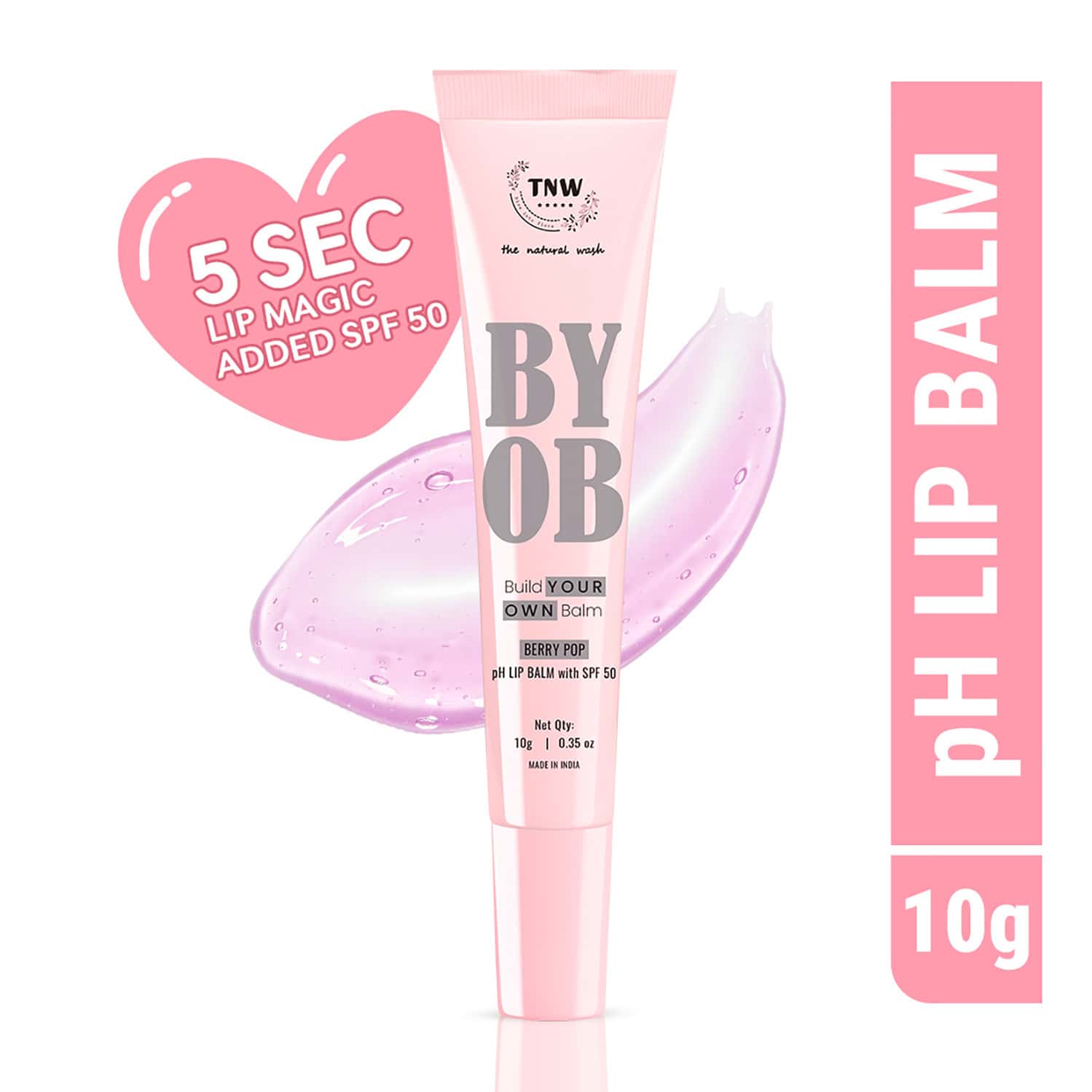 Tnw The Natural Wash Ph Lip Balm With Spf 50 | Hydrated | Plump Lips & Sun Protection 10 Gm