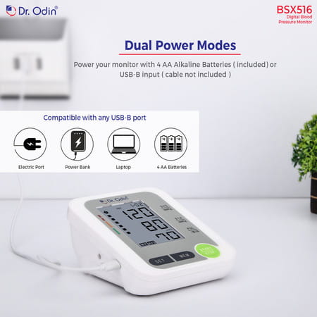 Dr. Odin Bsx 516 Digital Blood Pressure Monitor Lcd Usb 99x2 Memory (White) 1 No'S