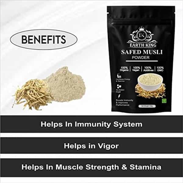Earth King Safed Musli Powder (Chlorophytum Borivilianum) For Men & Women 100Gm