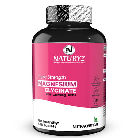 Naturyz Triple Strength Magnesium Glycinate 2000mg With Calming Herbs - 50 Tablets
