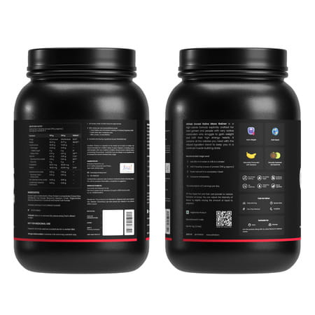 Athlab Unreal Gains Mass Gainer | Naturally Flavoured & Sweetened - Banana Smoothie | 1 Kg