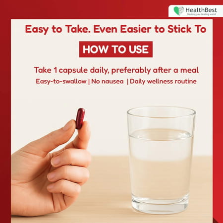 Healthbest Haemobest Iron Supplement For Hemoglobin Support Energy & Immunity - 30 Capsules