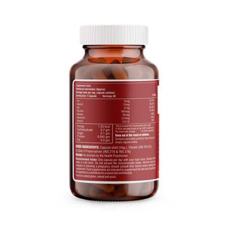 Healthbest Iron Supplement For Hemoglobin Support Energy & Immunity - 30 Capsules