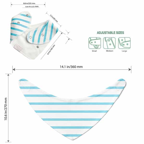 Beebaby Super Soft Bandana Bib With Snap-On Teether (Blue & White - Stripes) 3M+