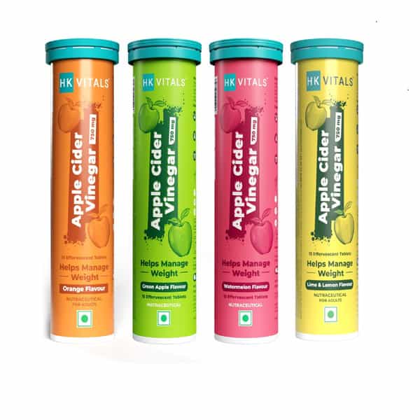 Hk Vitals Apple Cider Vinegar 750 Mg (Multi Flavour Pack | 15 Effervescent Tablets Each)