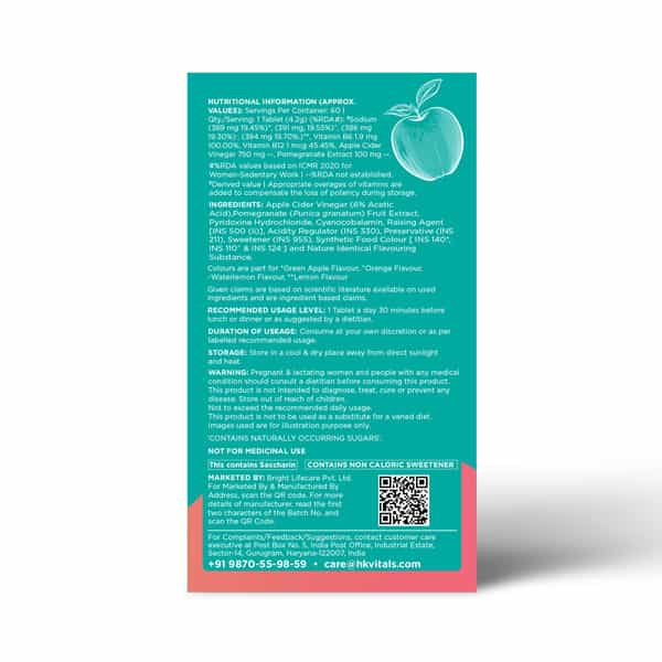 Hk Vitals Apple Cider Vinegar 750 Mg (Multi Flavour Pack | 15 Effervescent Tablets Each)