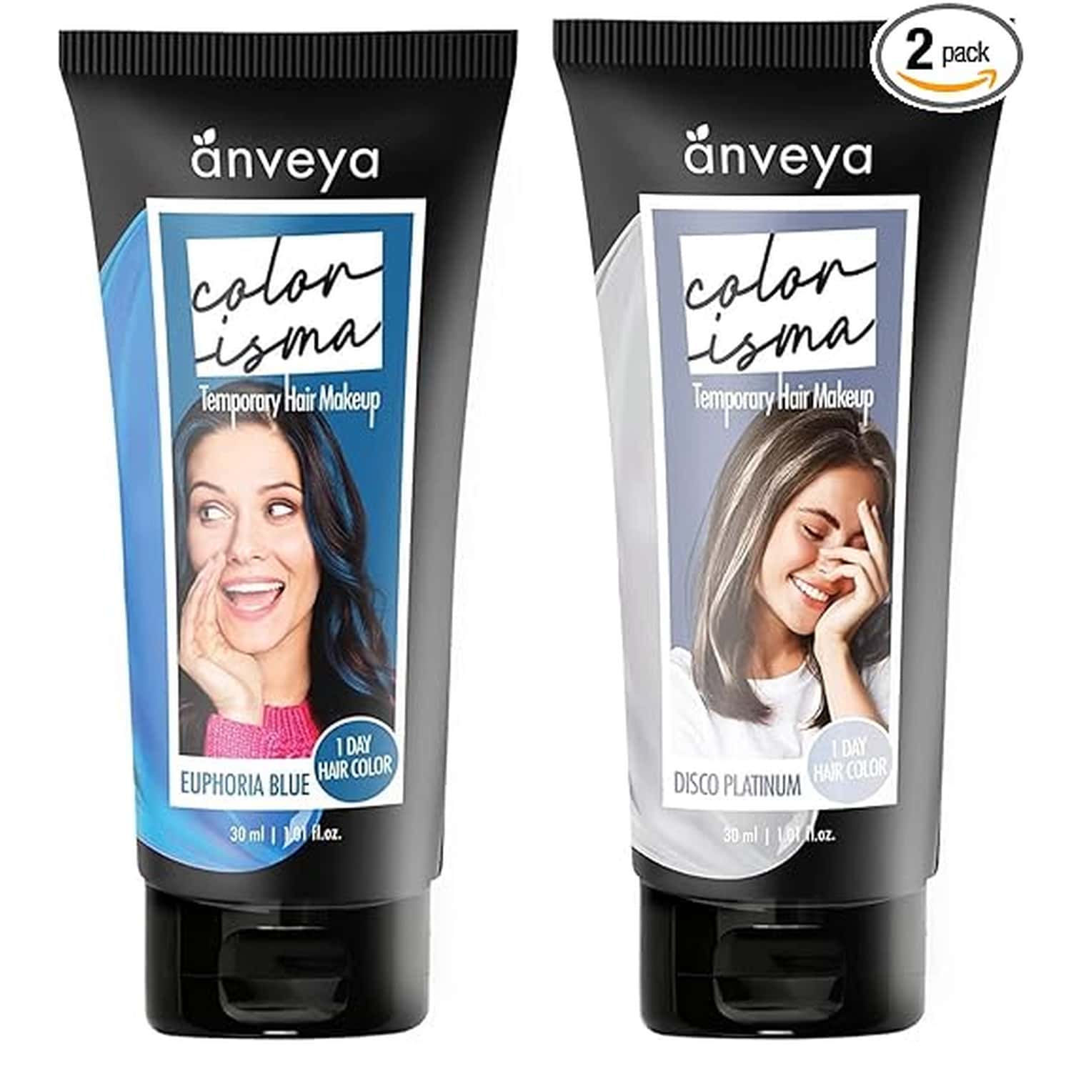 Anveya Colorisma Euphoria Blue & Disco Platinum Temporary One-Wash Hair Color Makeup 30ml+30ml