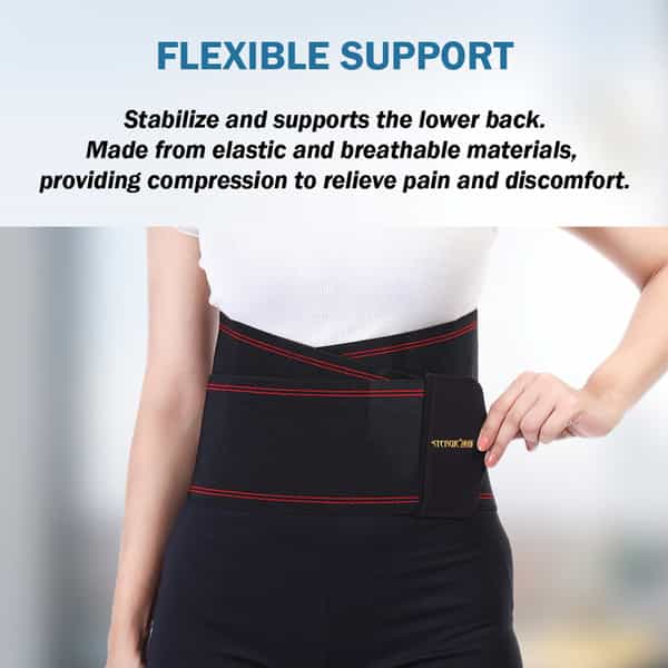 Stergic Iris Lumbo Sarcal Belt Waist & Lower Back Support Belt Back Sprains Large Size