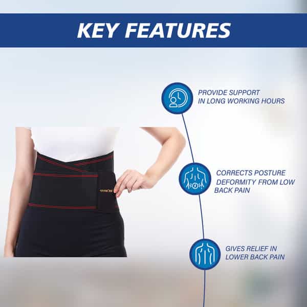 Stergic Iris Lumbo Sarcal Belt Waist & Lower Back Support Belt Back Sprains Large Size