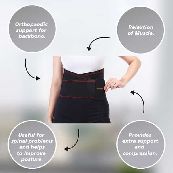 Stergic Iris Lumbo Sarcal Belt Waist & Lower Back Support Belt Back Sprains Large Size