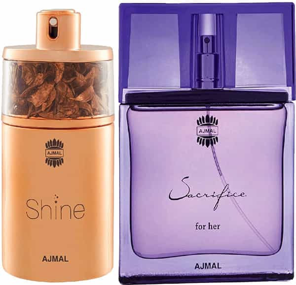 Ajmal Shine Edp Powdery 75Ml Perfume For Women And Sacrifice For Her Edp 50Ml Perfume For Women