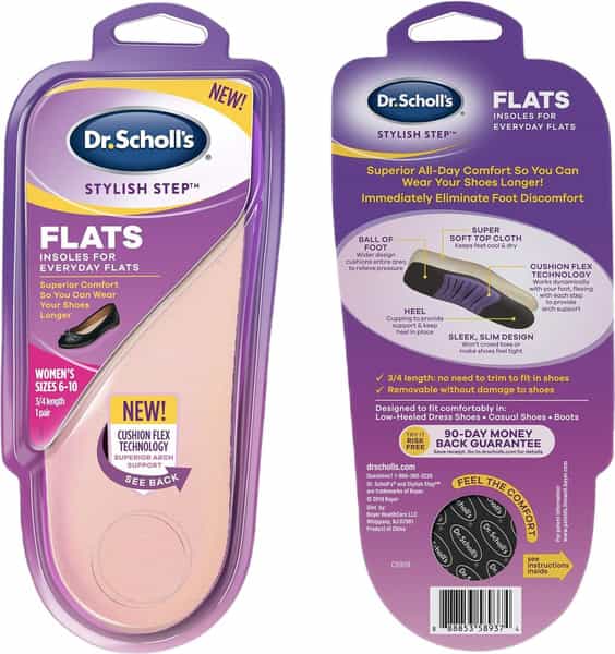 Dr. Scholl Cushioning Insoles For Flats & Low Heels Women Size 6-10 - 1 Pair