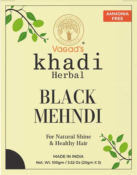 Vagad's Khadi Black Mehndi 100Gm - Natural - Ammonia Free Henna - Pack Of 2