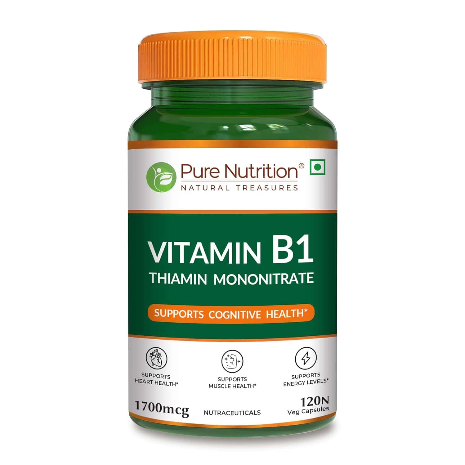 Pure Nutrition Vitamin B1 (thiamine Mononitrate) 1700 Mcg - 120 Veg Capsules