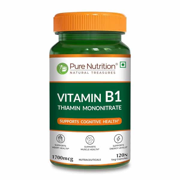 Pure Nutrition Vitamin B1 (Thiamine Mononitrate) 1700 Mcg - 120 Veg Capsules
