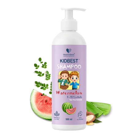 Healthbest Kidbest Hair Shampoo For Kids|Dry Damaged To Normal Hair|Tear Paraben Sls Free (500ml)