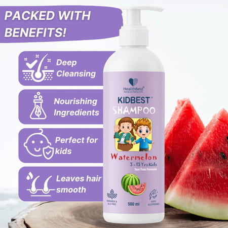Healthbest Kidbest Hair Shampoo For Kids|Dry Damaged To Normal Hair|Tear Paraben Sls Free (500ml)