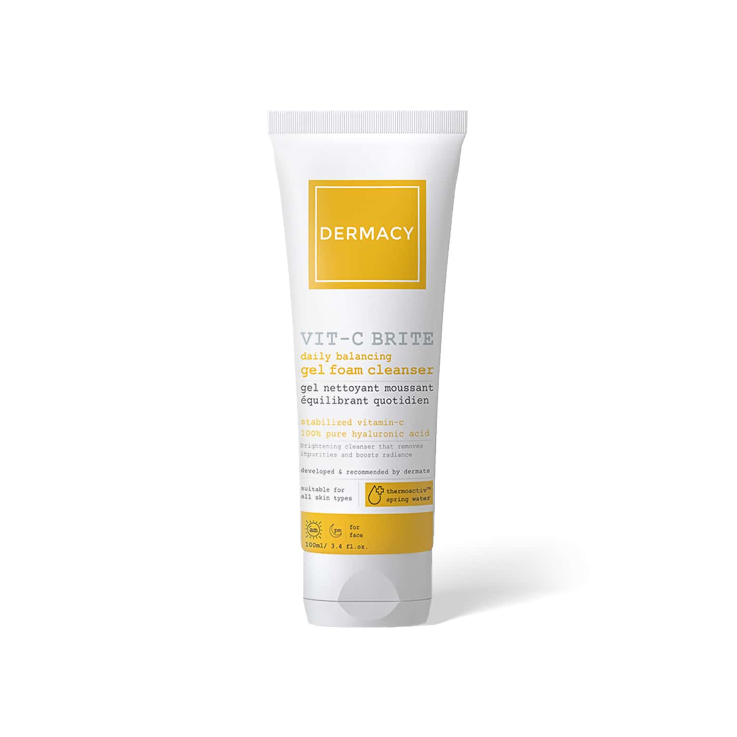 Dermacy Vit - C Brite Daily Balancing Gel Foam Cleanser | All Skin Types | 100ml