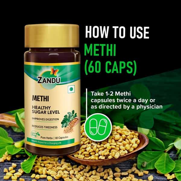 Zandu Methi Ayurvedic Veg Capsules Bottle Of 60