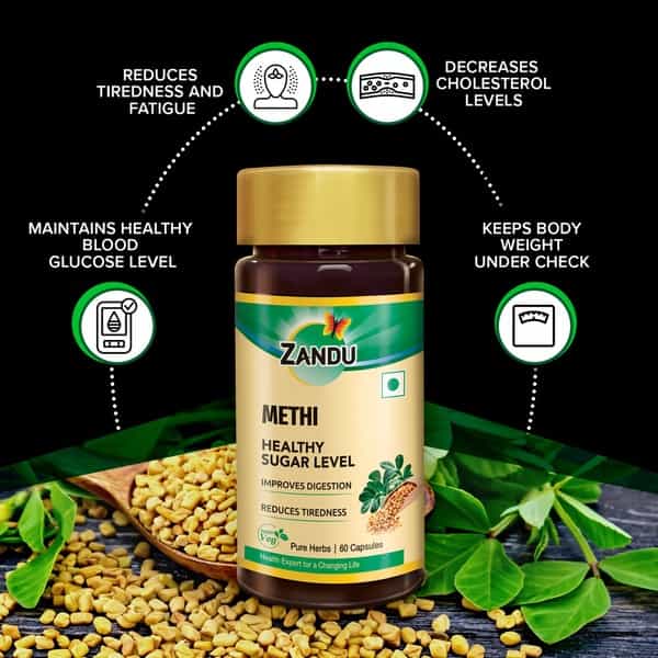 Zandu Methi Ayurvedic Veg Capsules Bottle Of 60