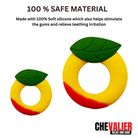 Chevalier Soft Silicone Rubber Baby Teether | Soothes Sore Gums Chew Infant Toy | Orange