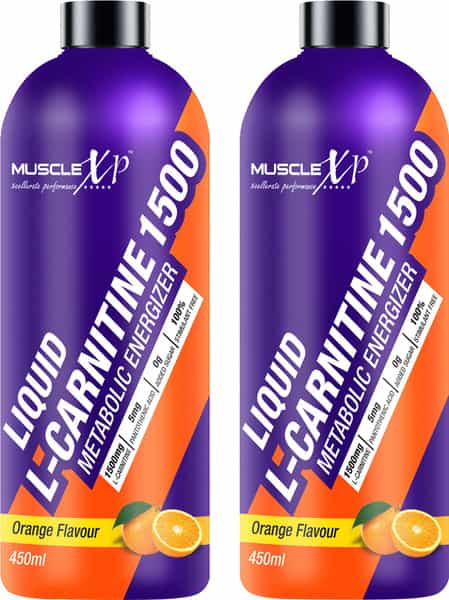 Musclexp Liquid L-Carnitine 1500 Metabolic Energizer No Added Sugar Orange Flavor - 450Ml X 2