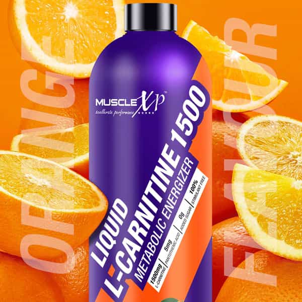 Musclexp Liquid L-Carnitine 1500 Metabolic Energizer No Added Sugar Orange Flavor - 450Ml X 2