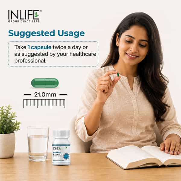 Inlife Brahmi/Bacopa Monnieri Extract Tablet Supplement 500 Mg 60 Vegetarian Capsules