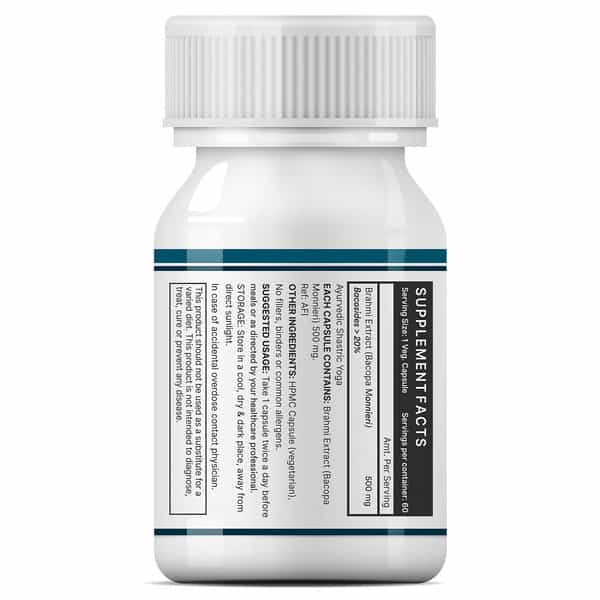 Inlife Brahmi/Bacopa Monnieri Extract Tablet Supplement 500 Mg 60 Vegetarian Capsules