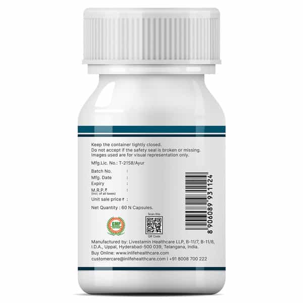 Inlife Brahmi/Bacopa Monnieri Extract Tablet Supplement 500 Mg 60 Vegetarian Capsules