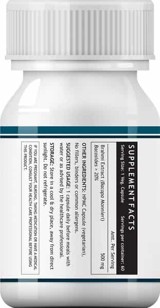Inlife Brahmi/Bacopa Monnieri Extract Tablet Supplement 500 Mg 60 Vegetarian Capsules